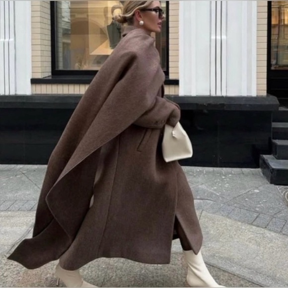 2PC House of Harlow 1960- 53% Wool double breasted trench coat and scarf.Size M - Picture 1 of 14